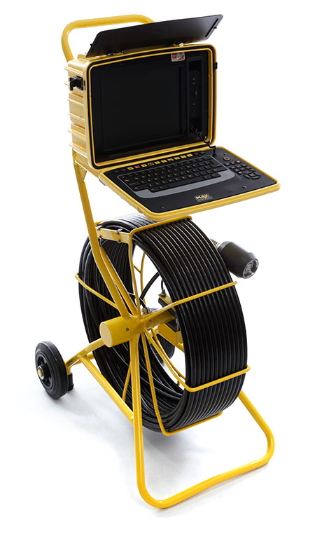 CCTV drain survey camera with monitor and cable reel